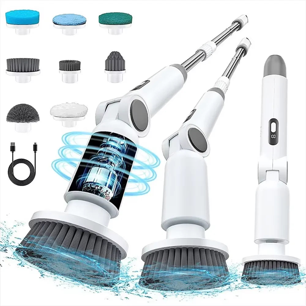 HOMFISH 2025 NEW 8-in-1 Electric Spin Scrubber Wireless Cleaning Brush