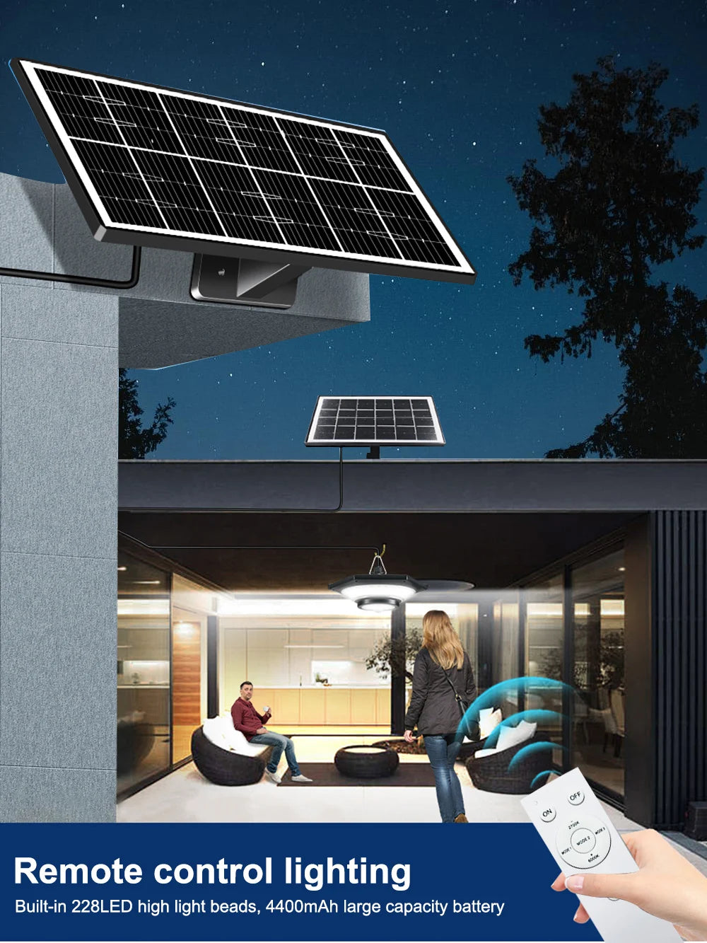 Solar Pendant Lights Outdoor Solar Shed Light Motion Sensor 288 LEDs