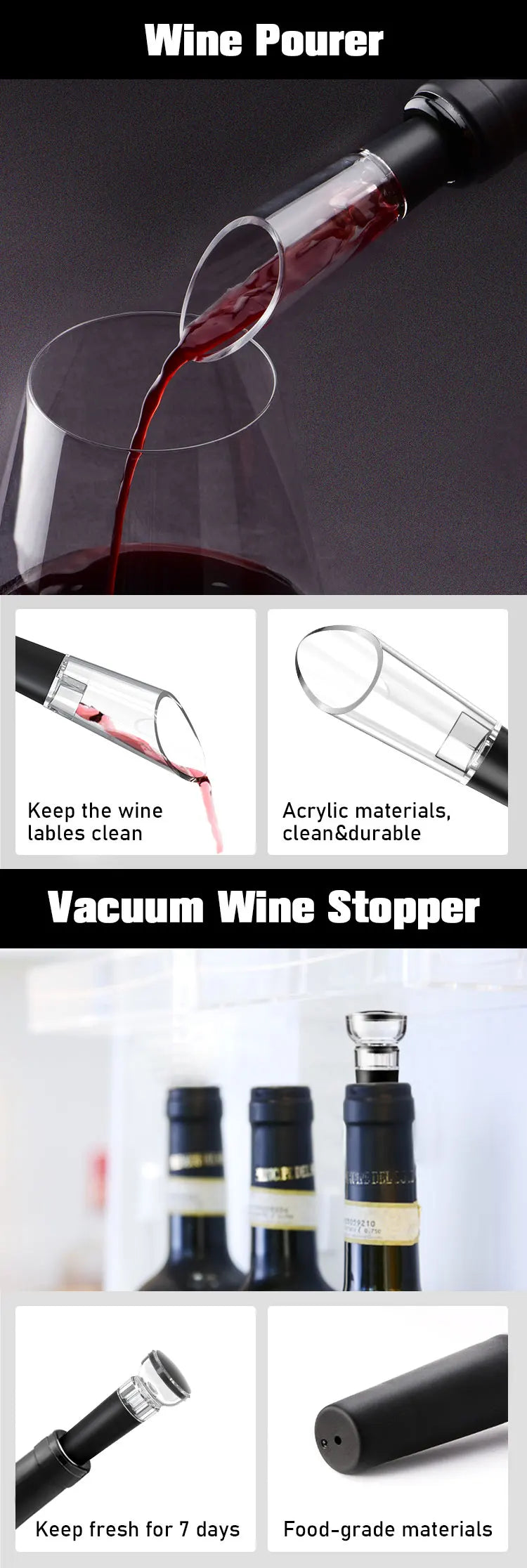 5 in1 Electric Wine Opener Set with Charging Base Automatic