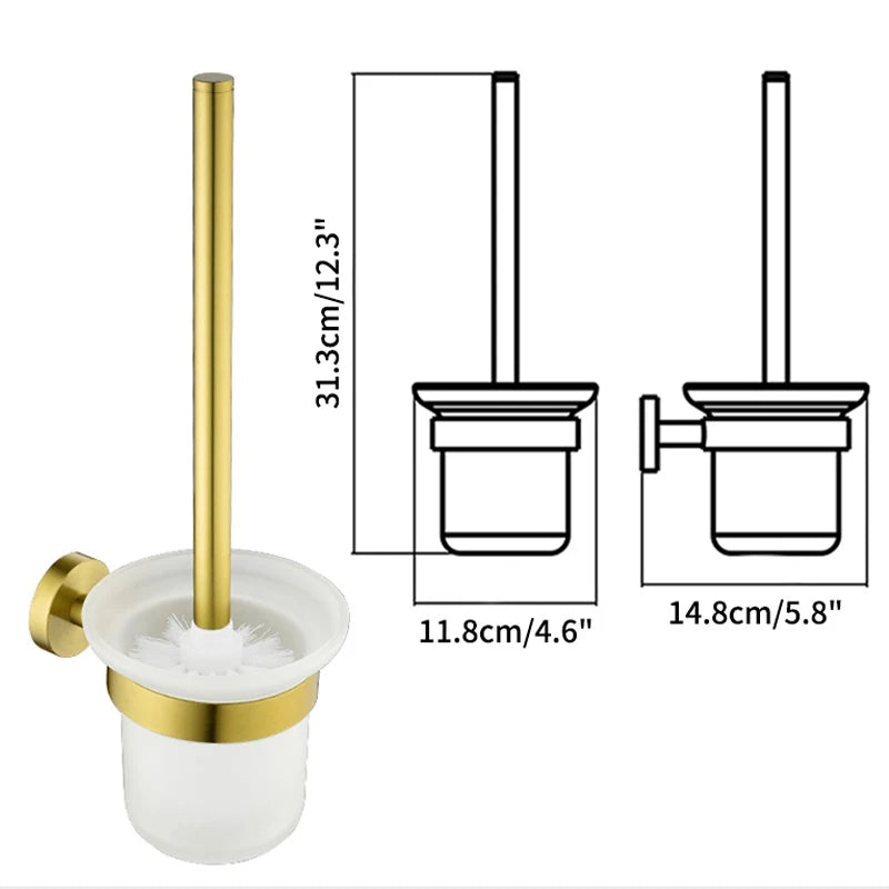 Toilet Brush Holder Wall Mount WC Cleaning Brush Stainless Steel