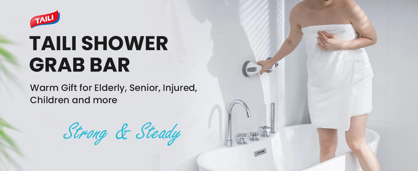 TAILI 1/2pcs Shower Grab Bars for Seniors Suction Cup 12 inch Grab Bars