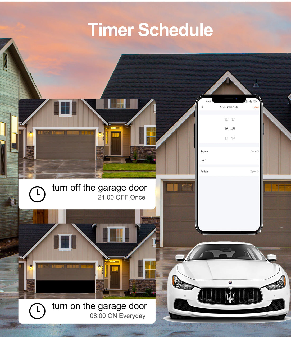 GIRIER WiFi Smart Garage Door Opener Controller Works with Alexa Google