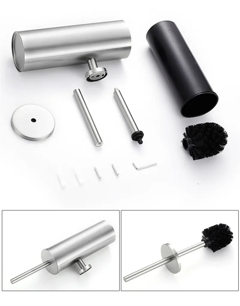 304 stainless steel toilet brush with base