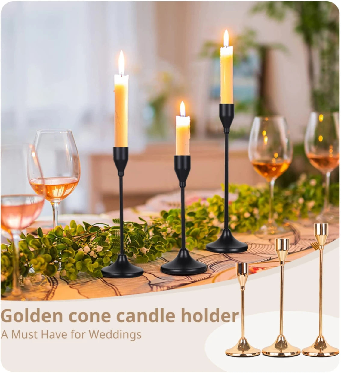 3Pcs/Set European Style Metal Candle Holders