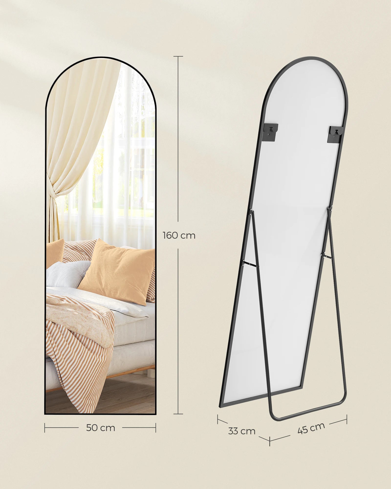 SONGMICS full-length mirror arched stand mirror aluminum