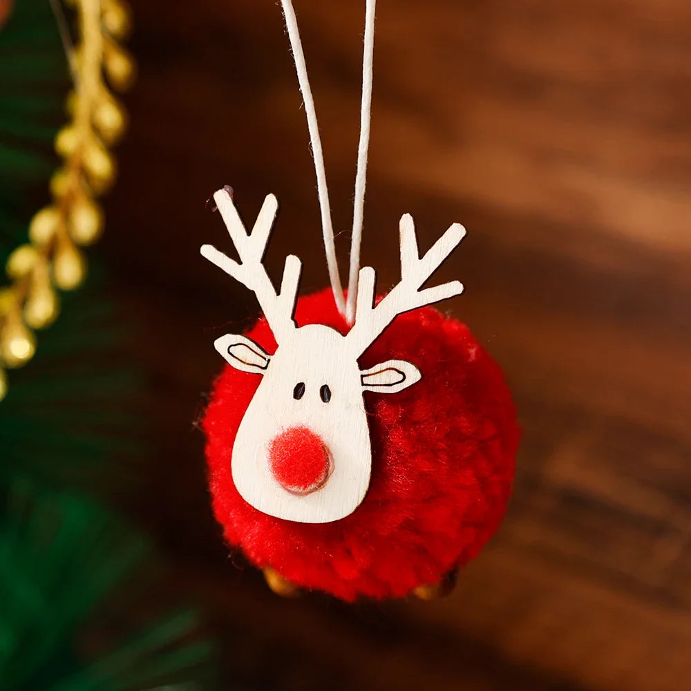 20/1Pcs Christmas Felt Wooden Elk Hanging Ornaments Cute Reindeer Xmas