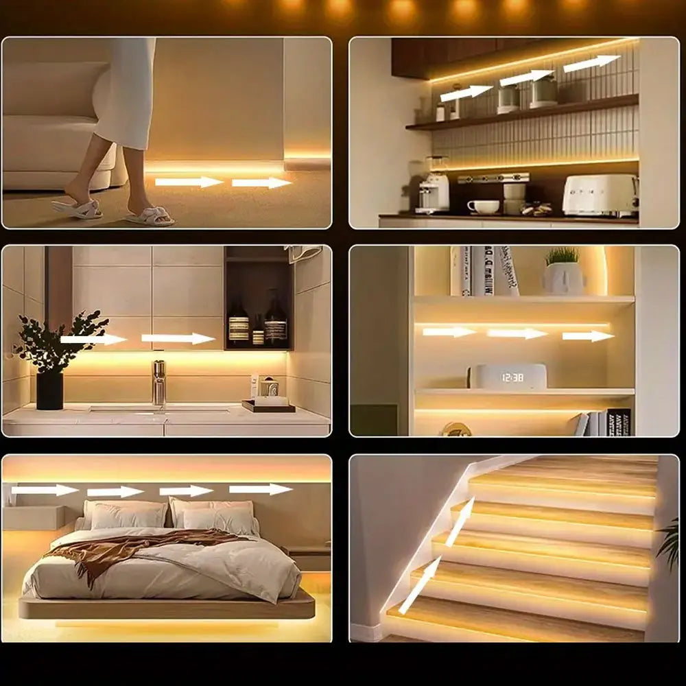 Flowing light strip LED Motion Sensor Light Indoor Under Bed Lights