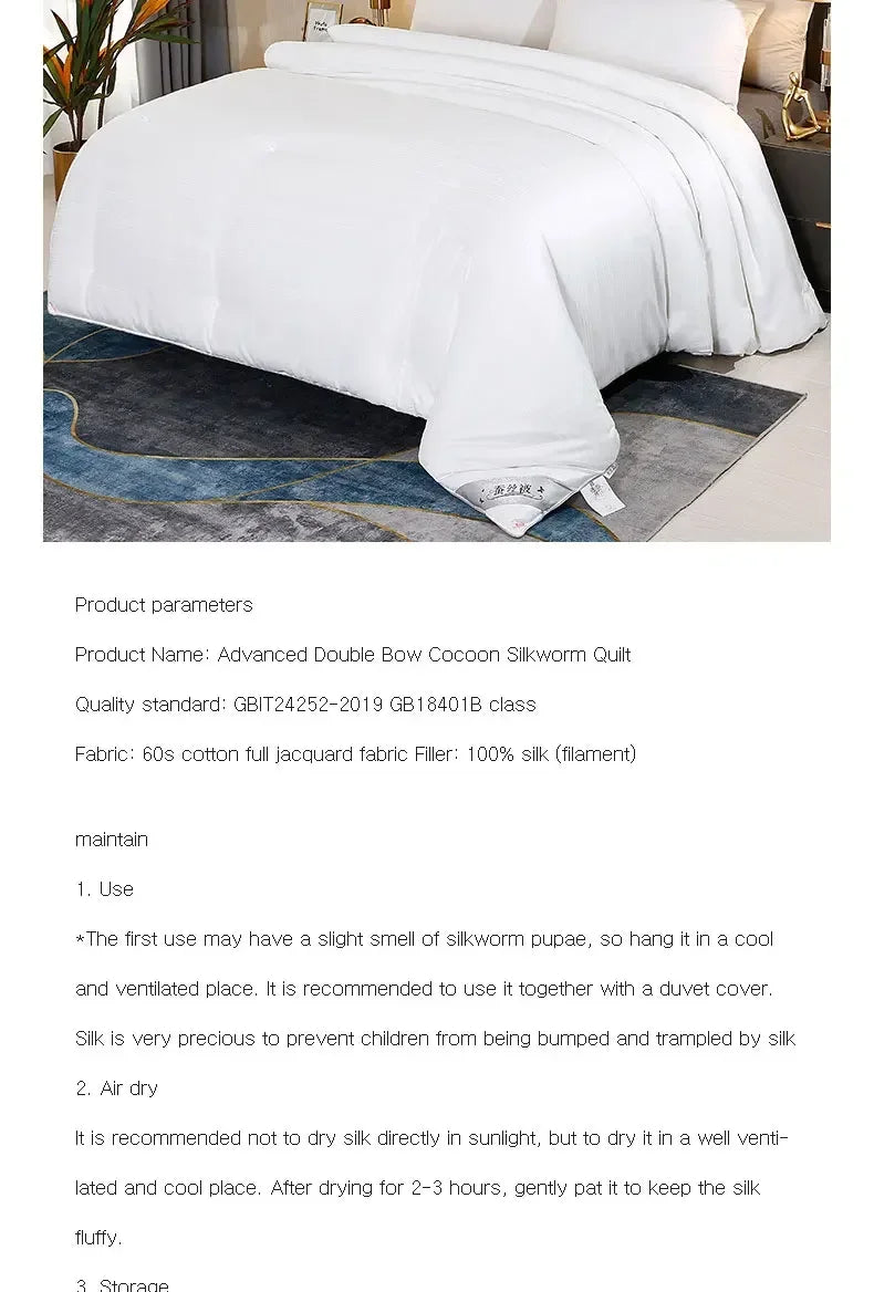 Natural Mulberry Silk Duvet Luxury Queen King Size Comforter