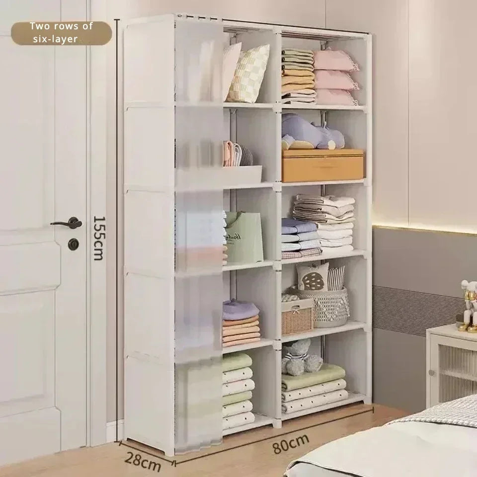 6/5 Layers Dustproof Wardrobe High Capacity Partition Bookshelf
