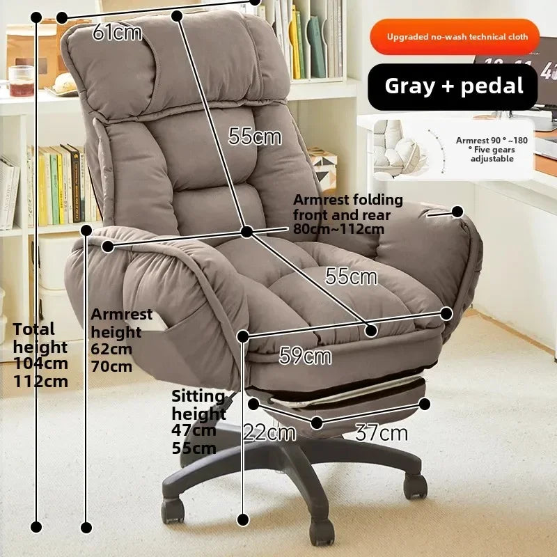 Footrest Wheels Office Chair Kids Velvet