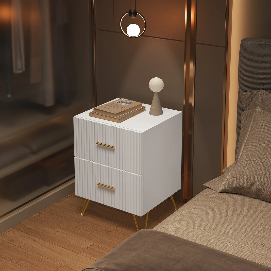 WOLTU Bedside Table Bedside Cabinet 2 Drawers Nightstand