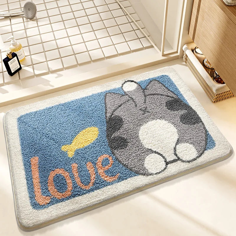 Frog and Bear Flocking Bath Mat Home Decoration Door Mat