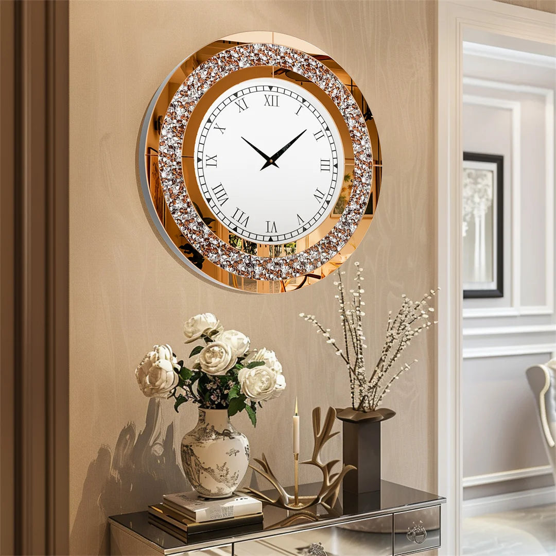 LUVODI 32inch Modern 3D Wall Clock Large Diamond Crystal