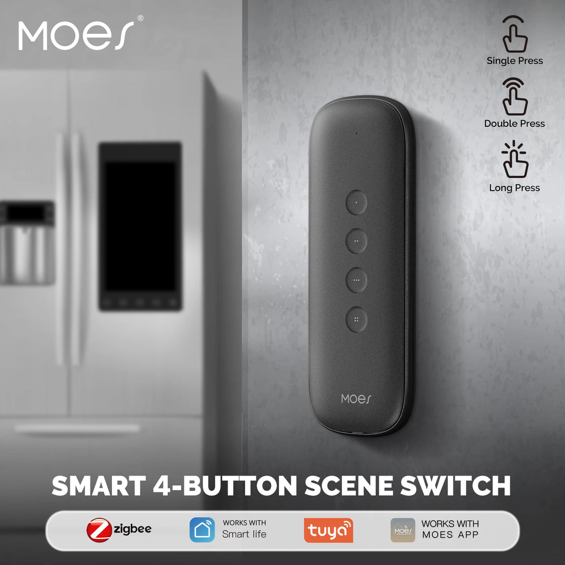 Tuya ZigBee Smart Scene Switch 4Button Portable Wireless Lighweight