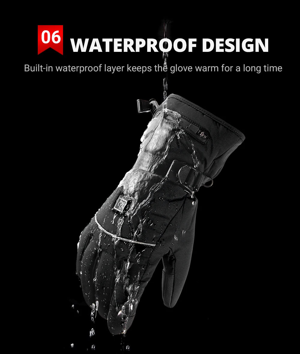 Electric Heated Gloves Winter Skiing Heated Gloves Moto Warm Waterproof