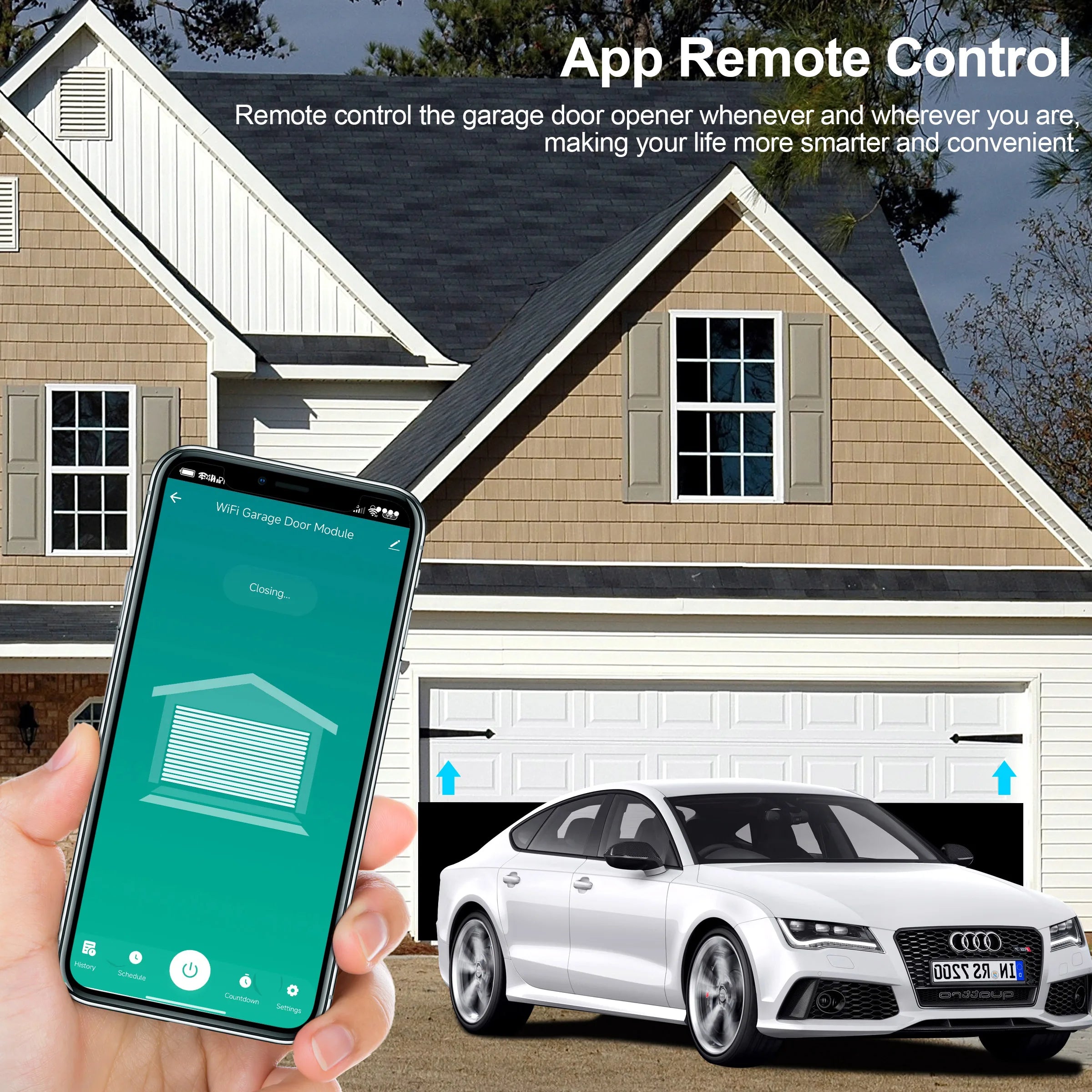 GIRIER WiFi Smart Garage Door Opener Controller Works with Alexa Google