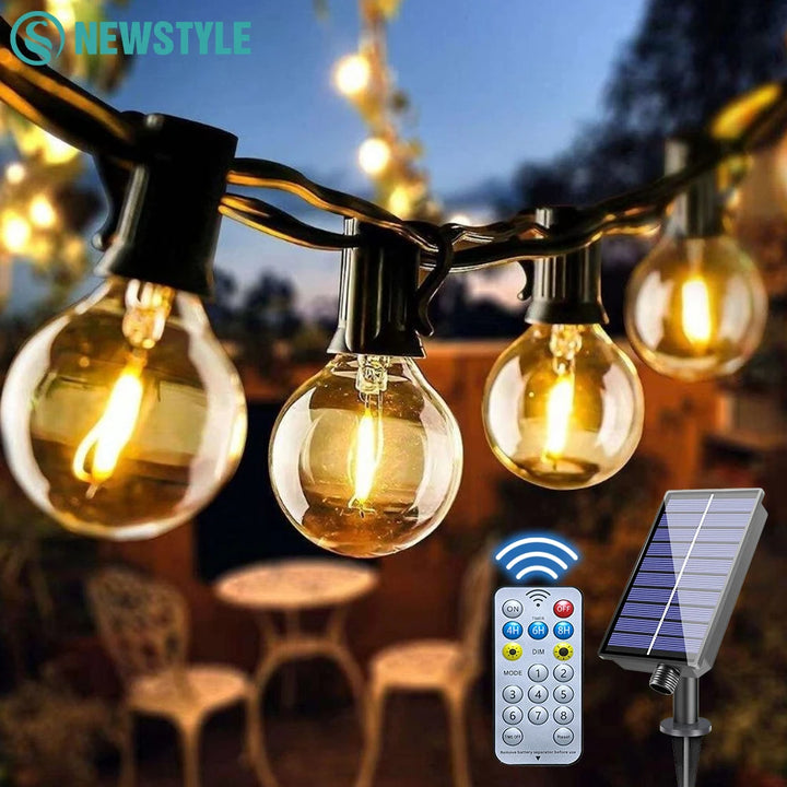 Solar G40 Outdoor String Lights with Remote Controls LED