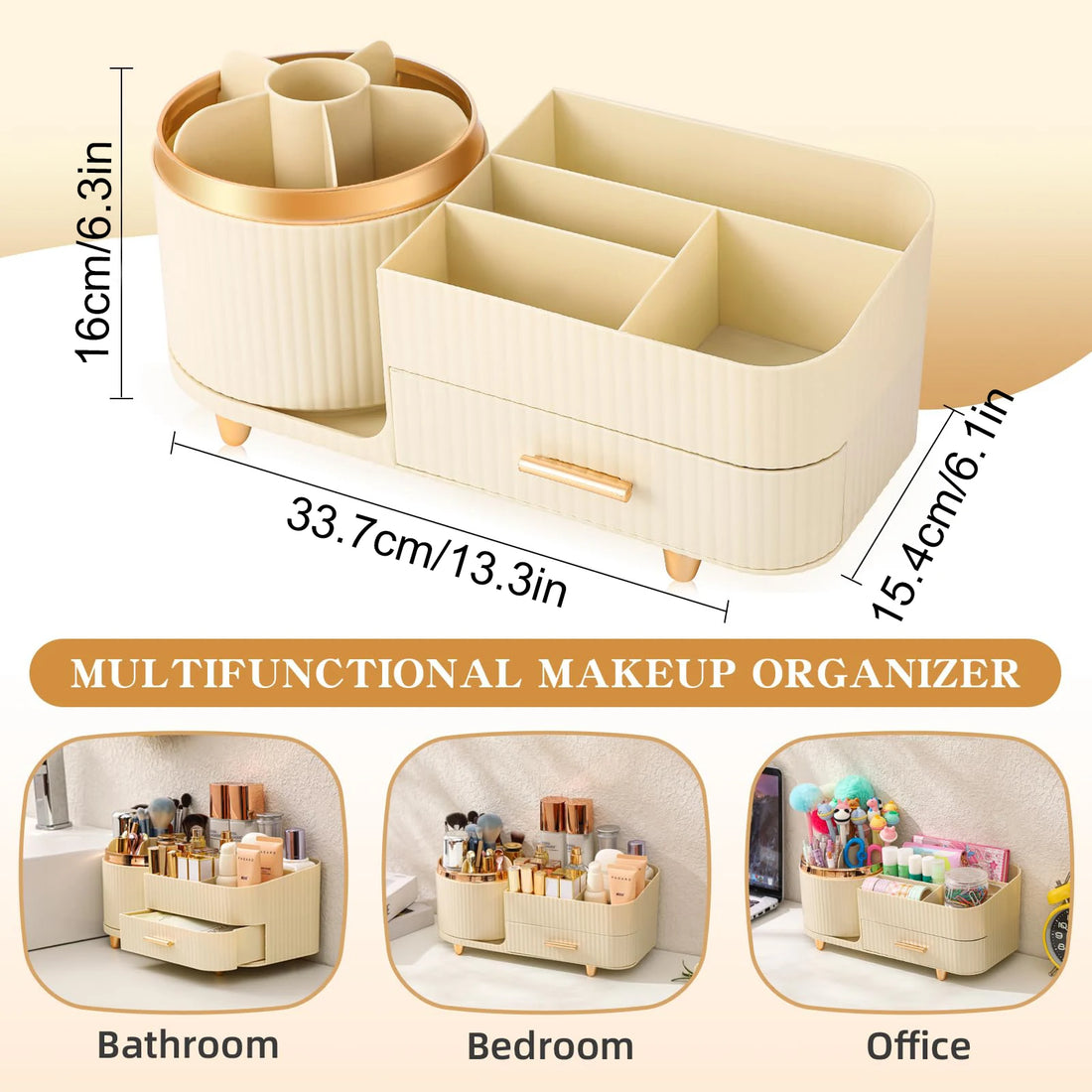 Makeup Storage Case Swivel Dustproof Desktop