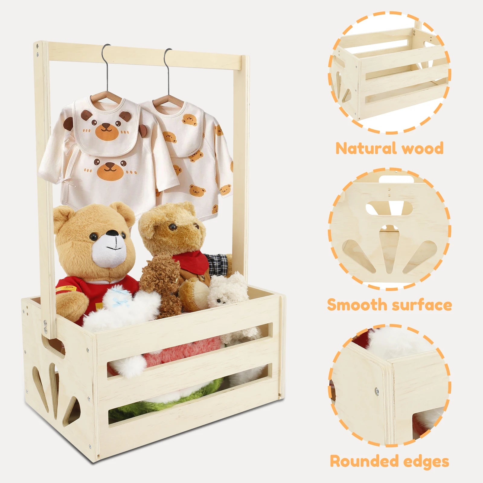 Wood Storage Crate Baby Toys Clothing Organizer Box