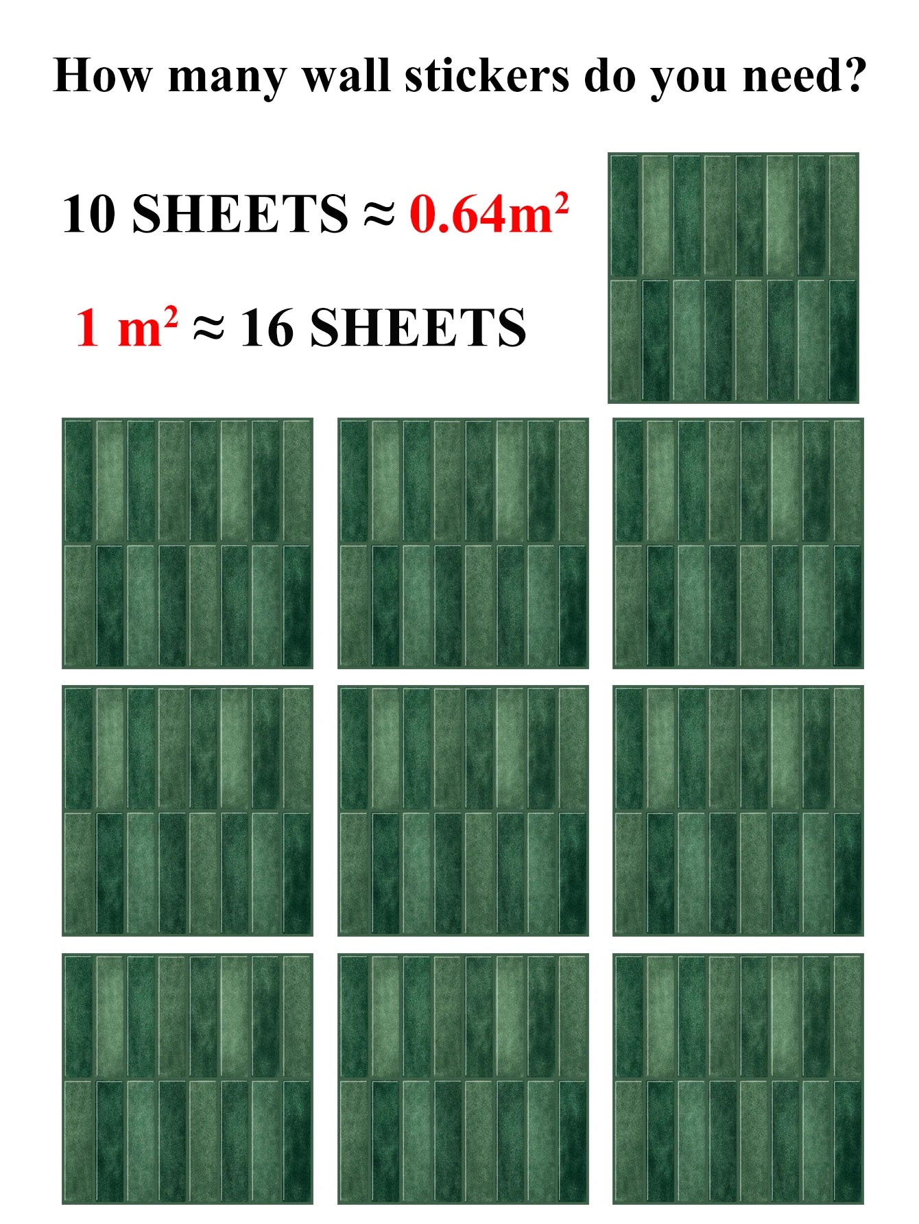 10 PCS Waterproof and Anti-oil Stick-On Tiles