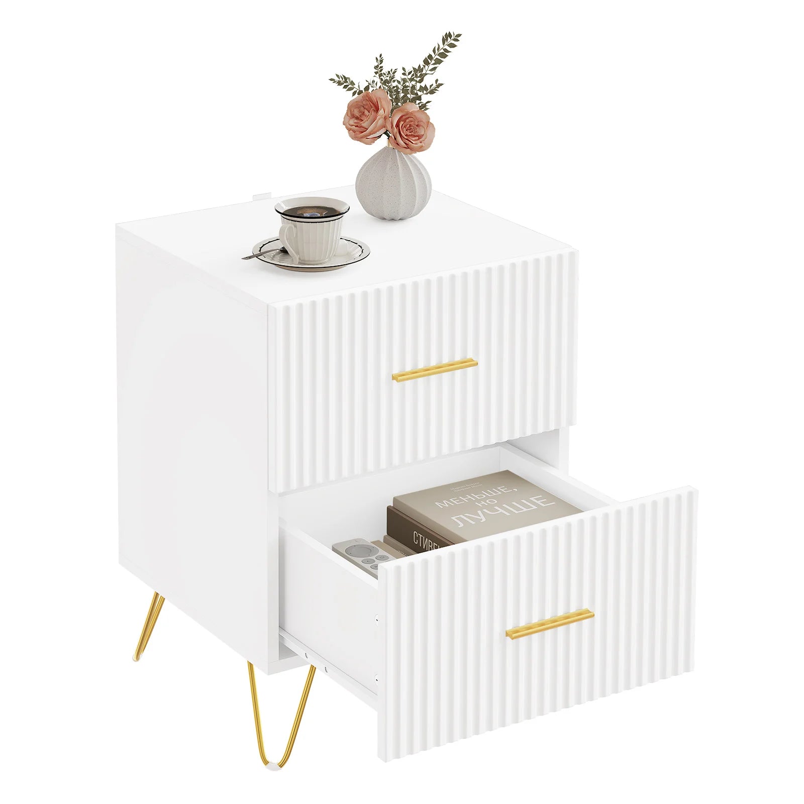 WOLTU Bedside Table Bedside Cabinet 2 Drawers Nightstand
