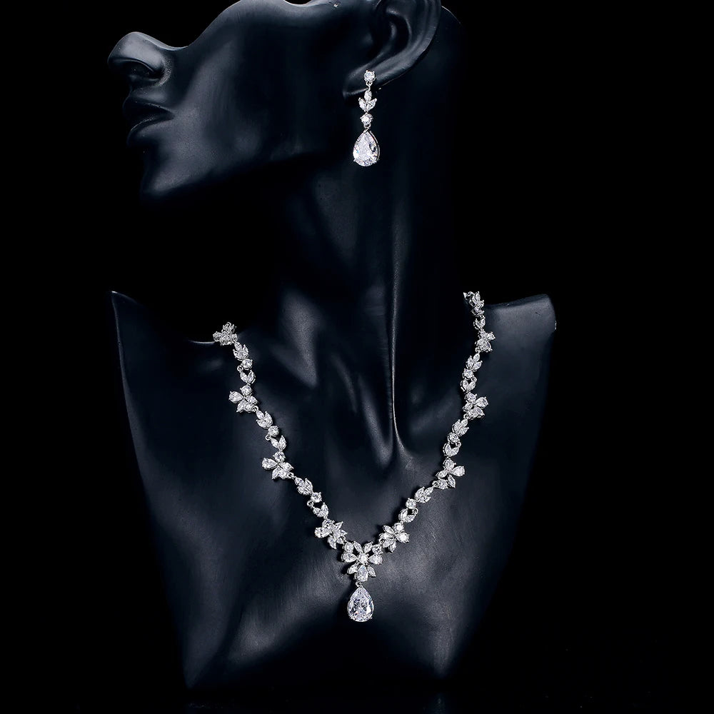 ZAKOL Brand Luxury AAA Zircon Earrings Necklace Jewelry Set