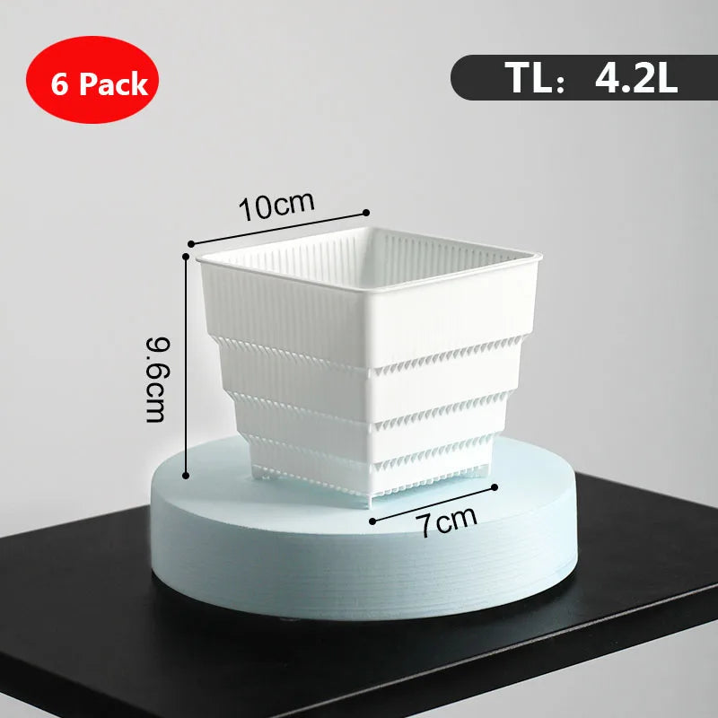 6 Pack Square Succulent Pots - Air Prunning Plastic Planters for Cactus