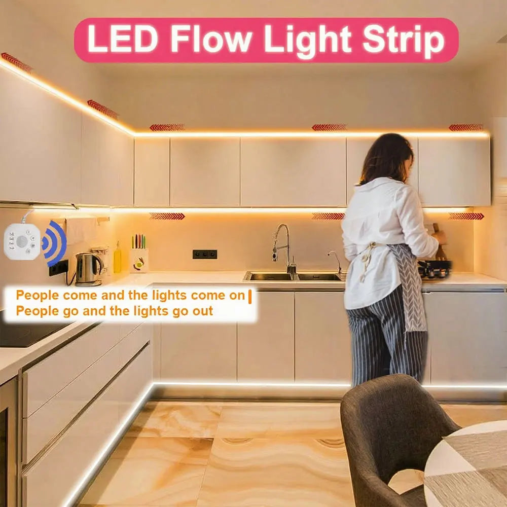 Flowing light strip LED Motion Sensor Light Indoor Under Bed Lights