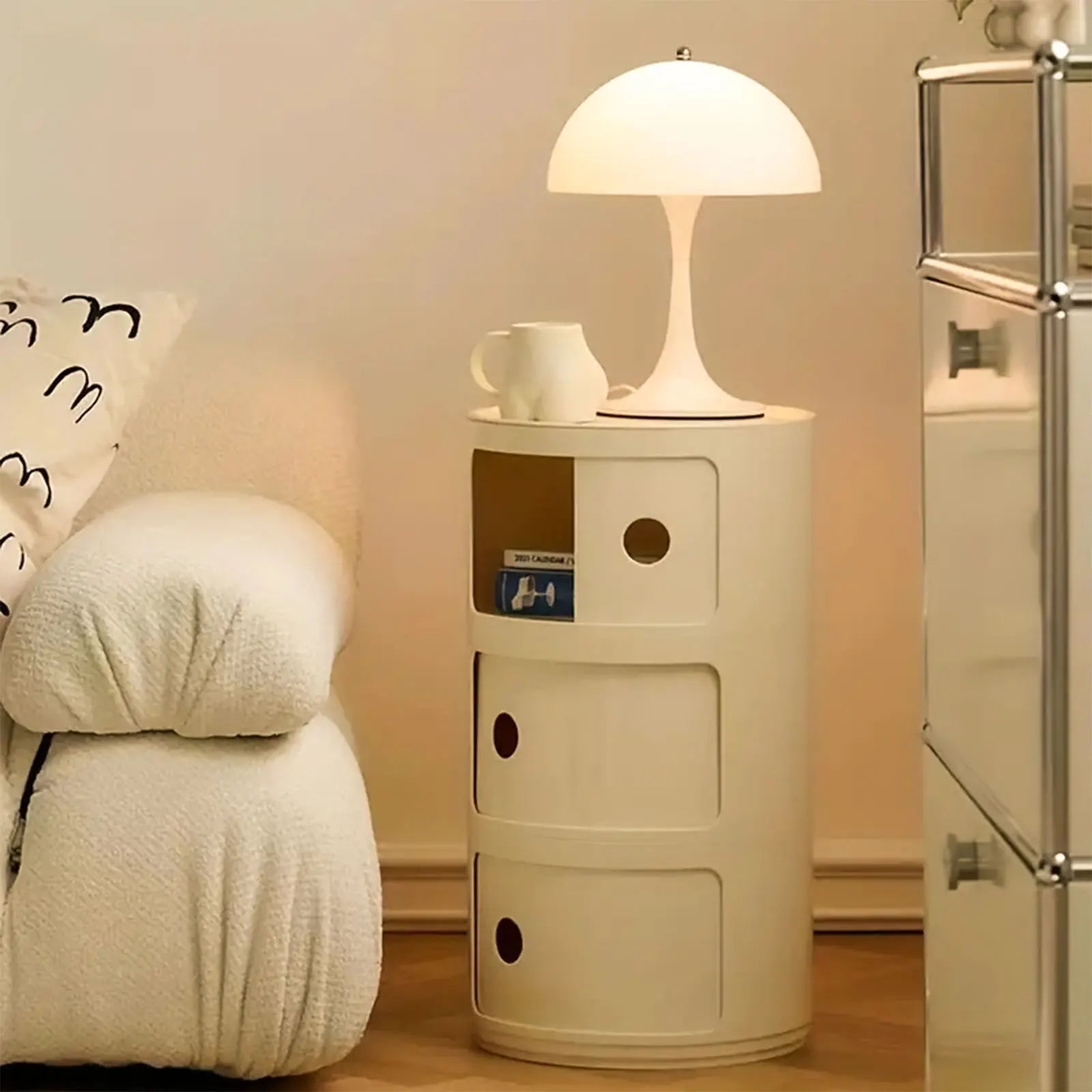 Podofo Round Bedside Cabinet Table