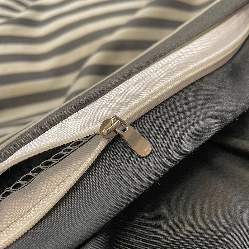 Nordic Plaid Pattern Wash Cotton Bedding Set Duvet Cover Pillowcase