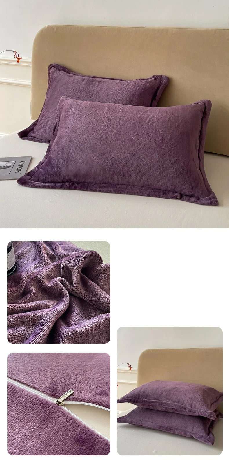Solid Color Pillows Cover Velvet Pillowslip funda almohada 48x74cm Pillowcase