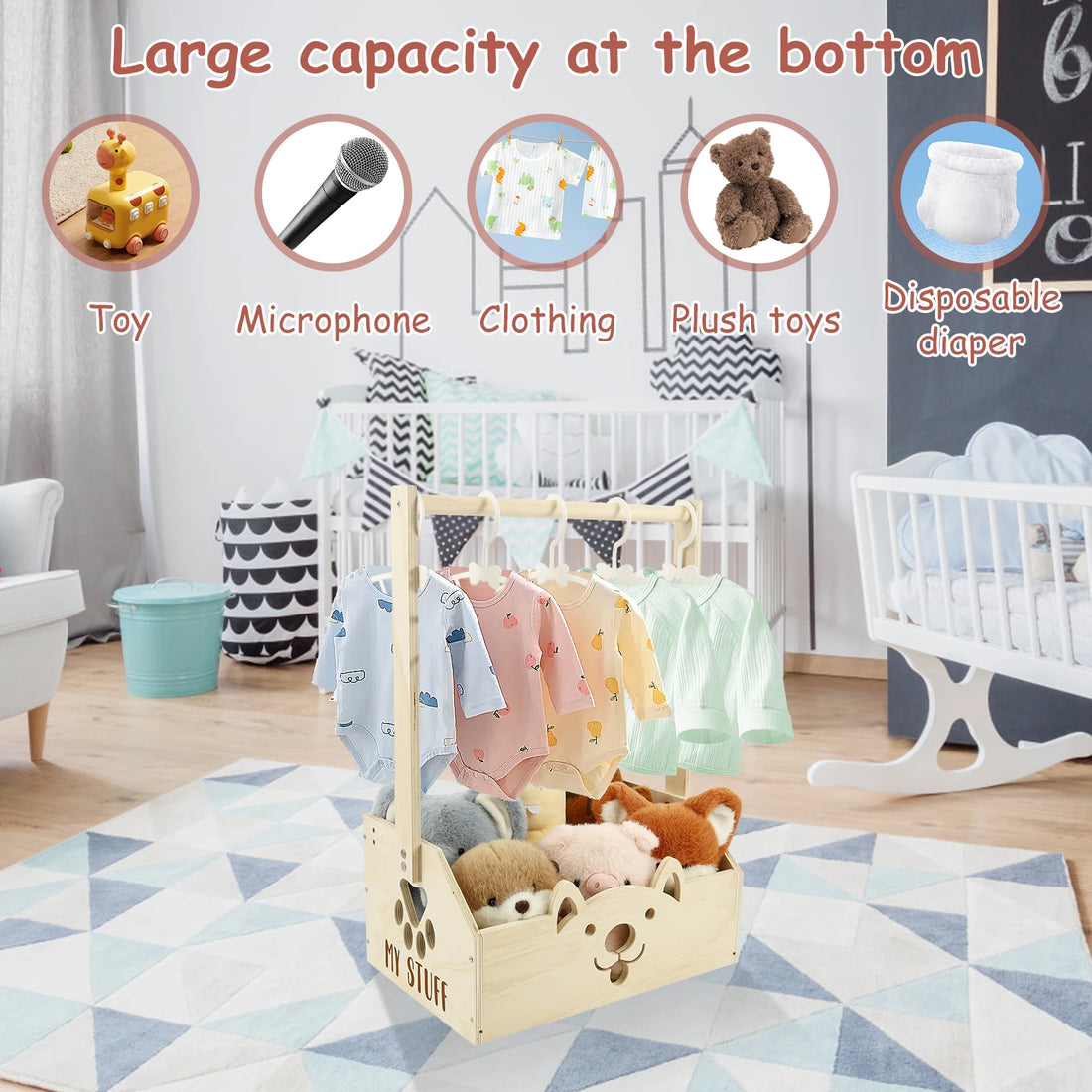 Wood Storage Crate Baby Shower Clothing Basket Toys