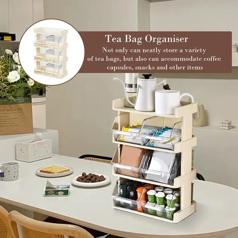 Desktop Tea Bag Organizer Large Capacity Tea Bag Holder Coffee Pod