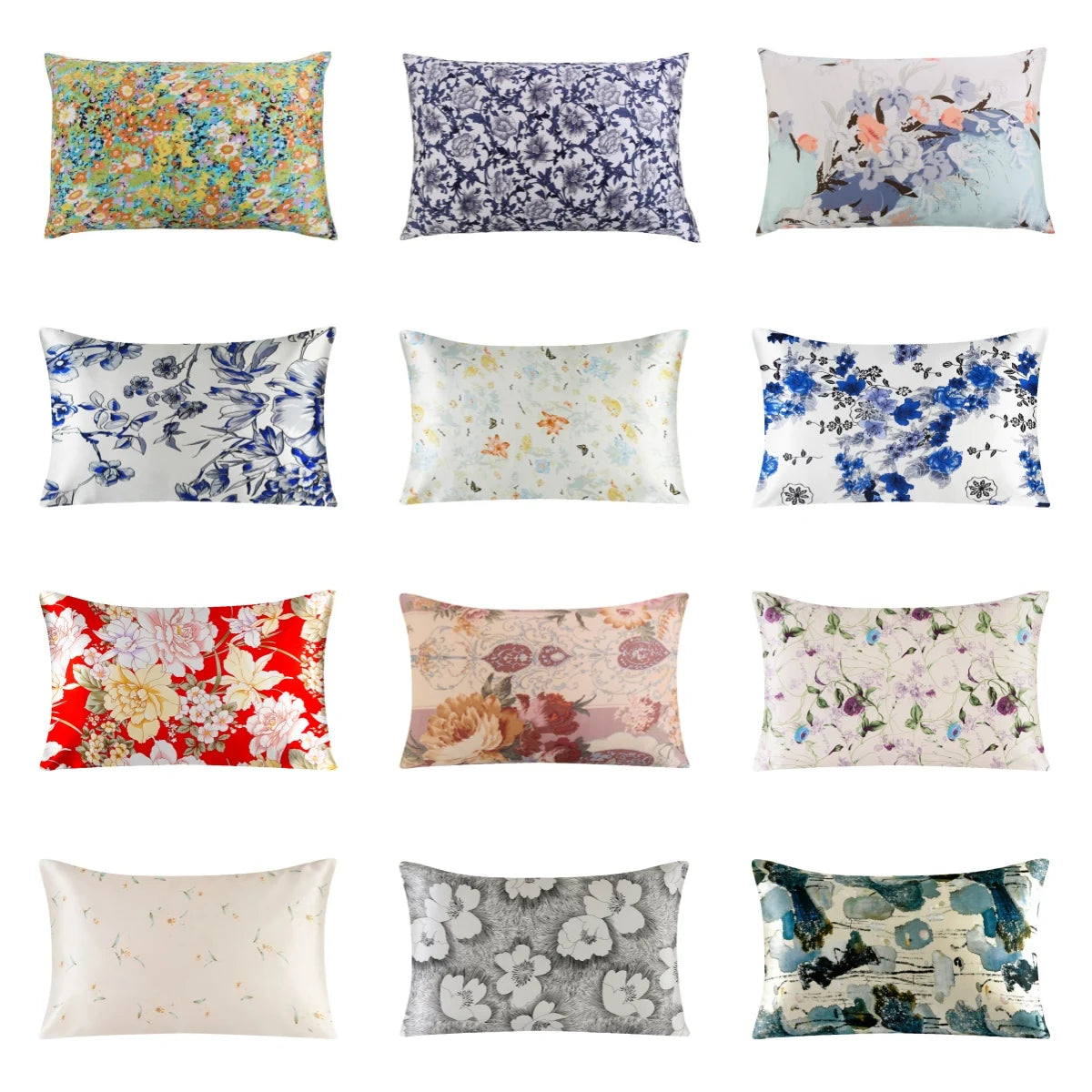 New 100% Nature Mulberry Floral Silk Pillowcase Zipper Pillow Case