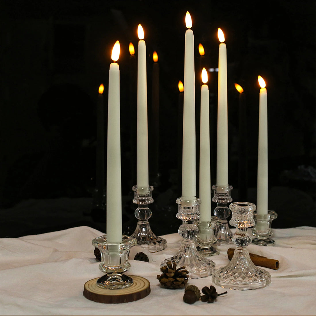 LED Flameless Taper Candles Flickering with 10-Key Remote