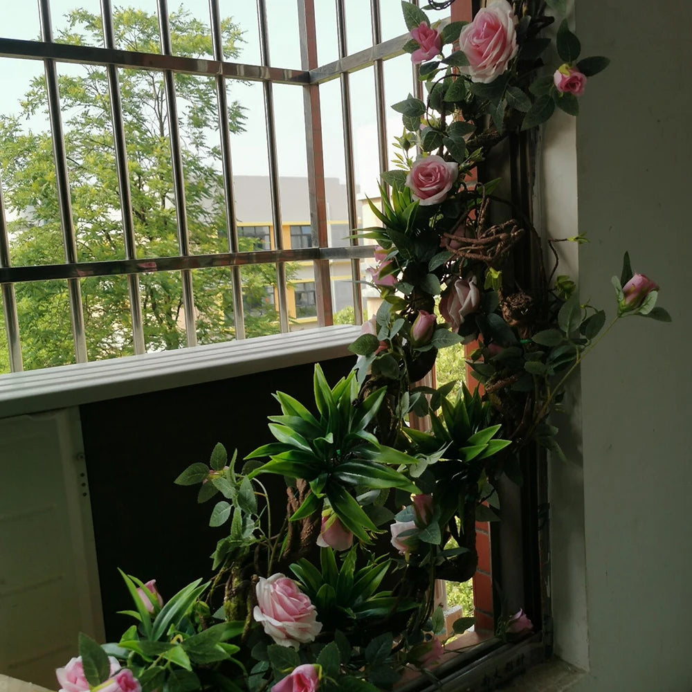 1.75 Meter Artificial Vine Green Leaf Simulation Rose Rattan Plant