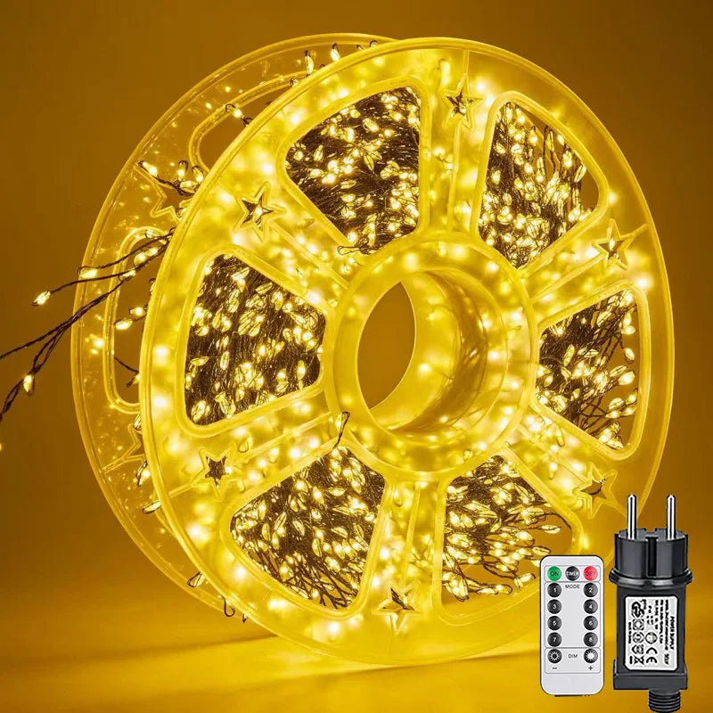 LED Firecracker String Lights 30-75M Garland Fairy Lights EU/US