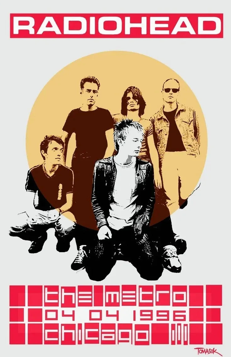 Scandinavian Classic Vintage Wall Art Rock Band Radiohead Music Canvas