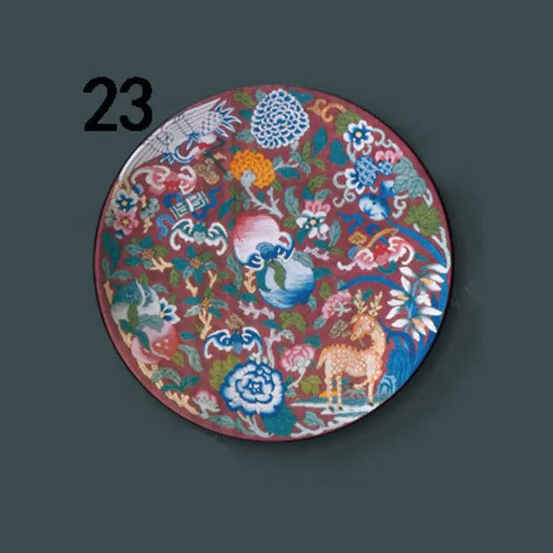 6-8inch Chinese Style Ceramic Plate with Dragon Phoenix