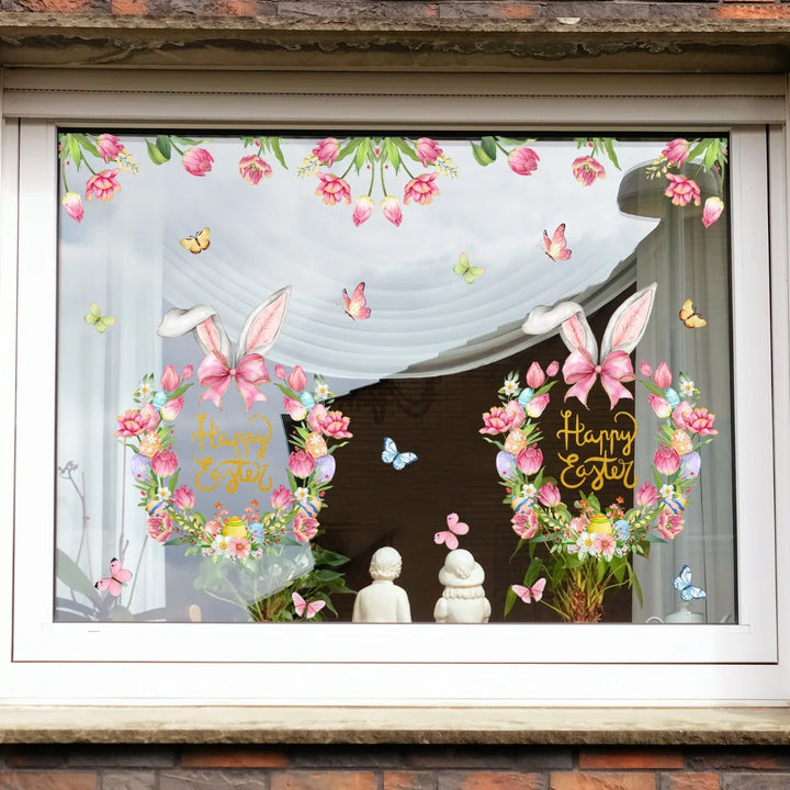 Easter Window Stickers Double-Sided Static Spring