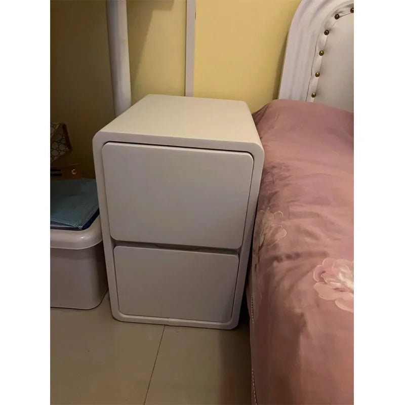 Solid Wood Bedside Table with 2 Drawers No-Leg Design Small
