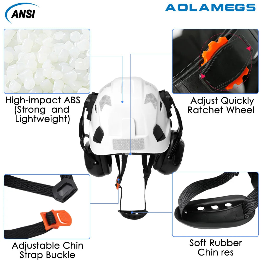 CE Construction Safety Helmet With Visor Built In Goggles