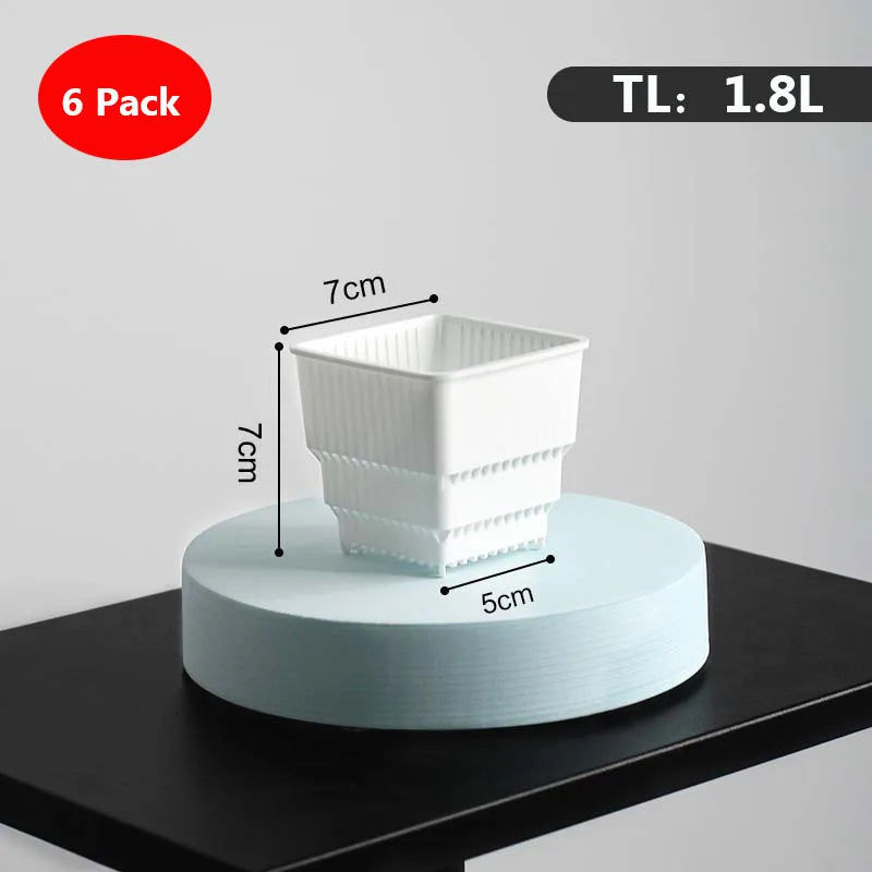 6 Pack Square Succulent Pots - Air Prunning Plastic Planters for Cactus