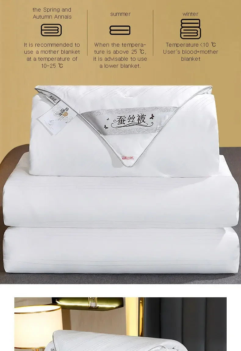 Natural Mulberry Silk Duvet Luxury Queen King Size Comforter