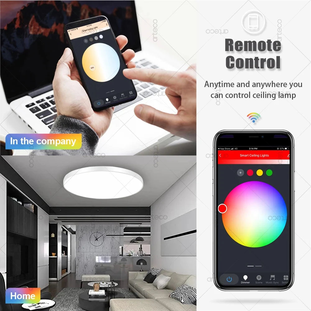 24W 40W Zigbee Smart Ceiling Led Lights RGB CW Tuya APP Control