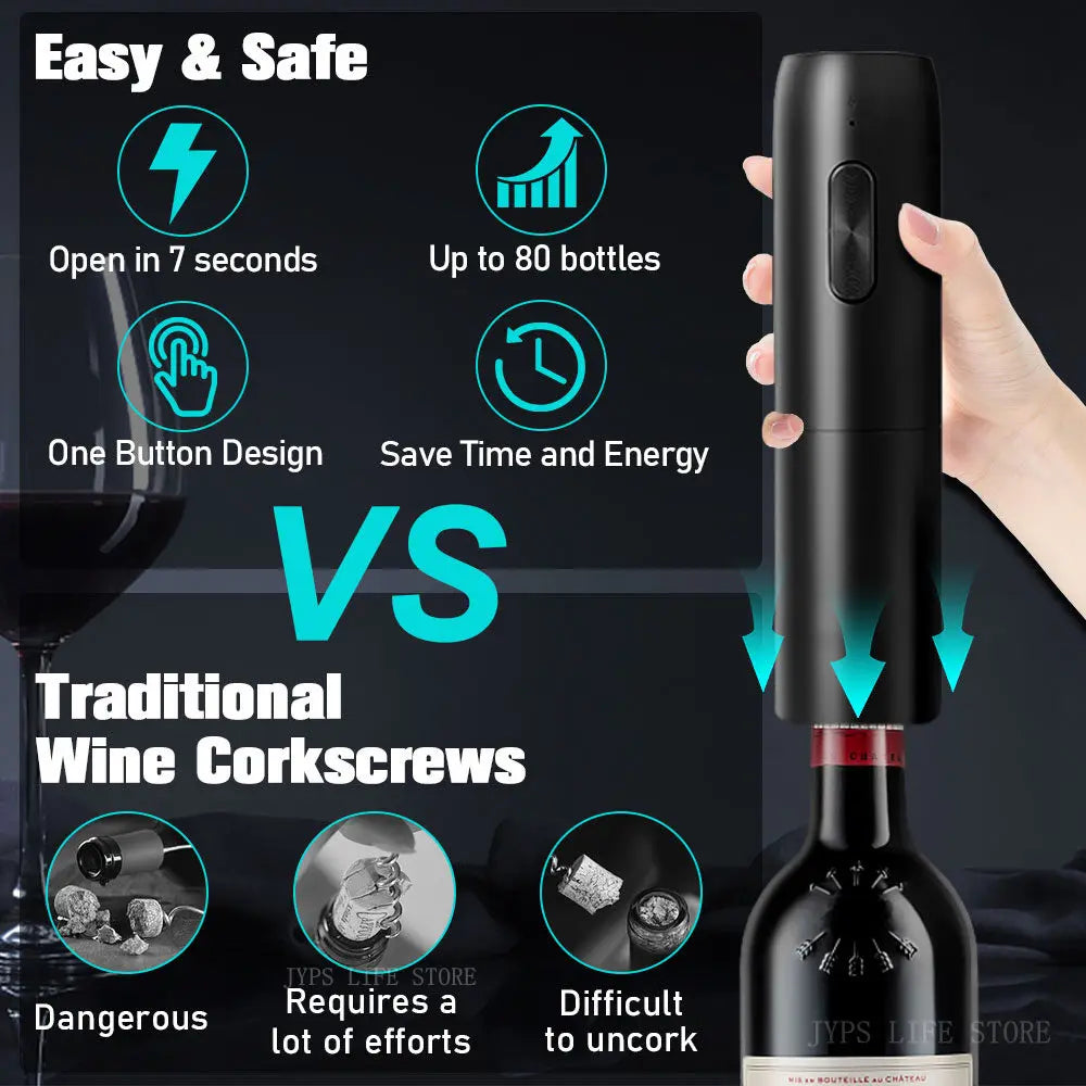 5 in1 Electric Wine Opener Set with Charging Base Automatic