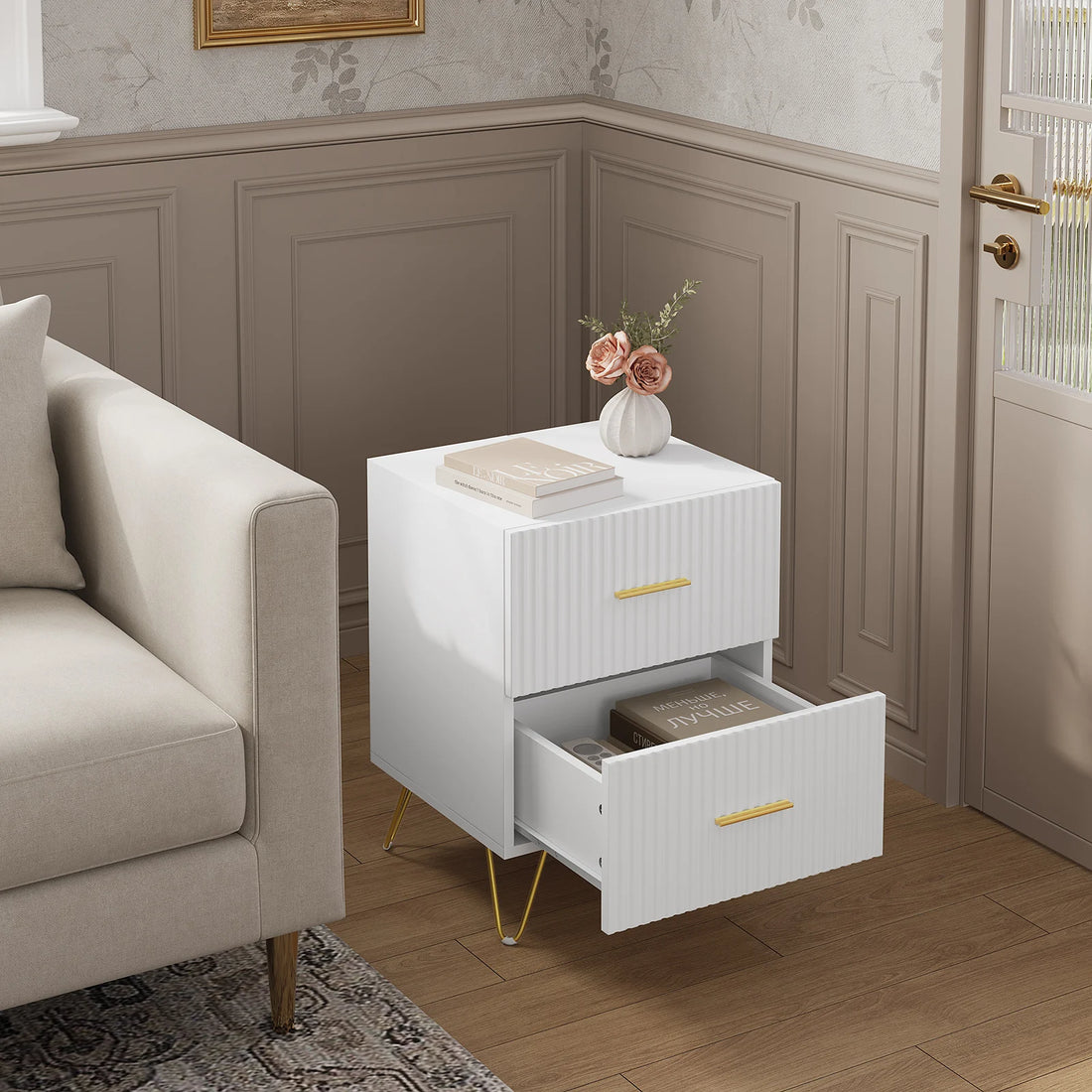 WOLTU Bedside Table Bedside Cabinet 2 Drawers Nightstand