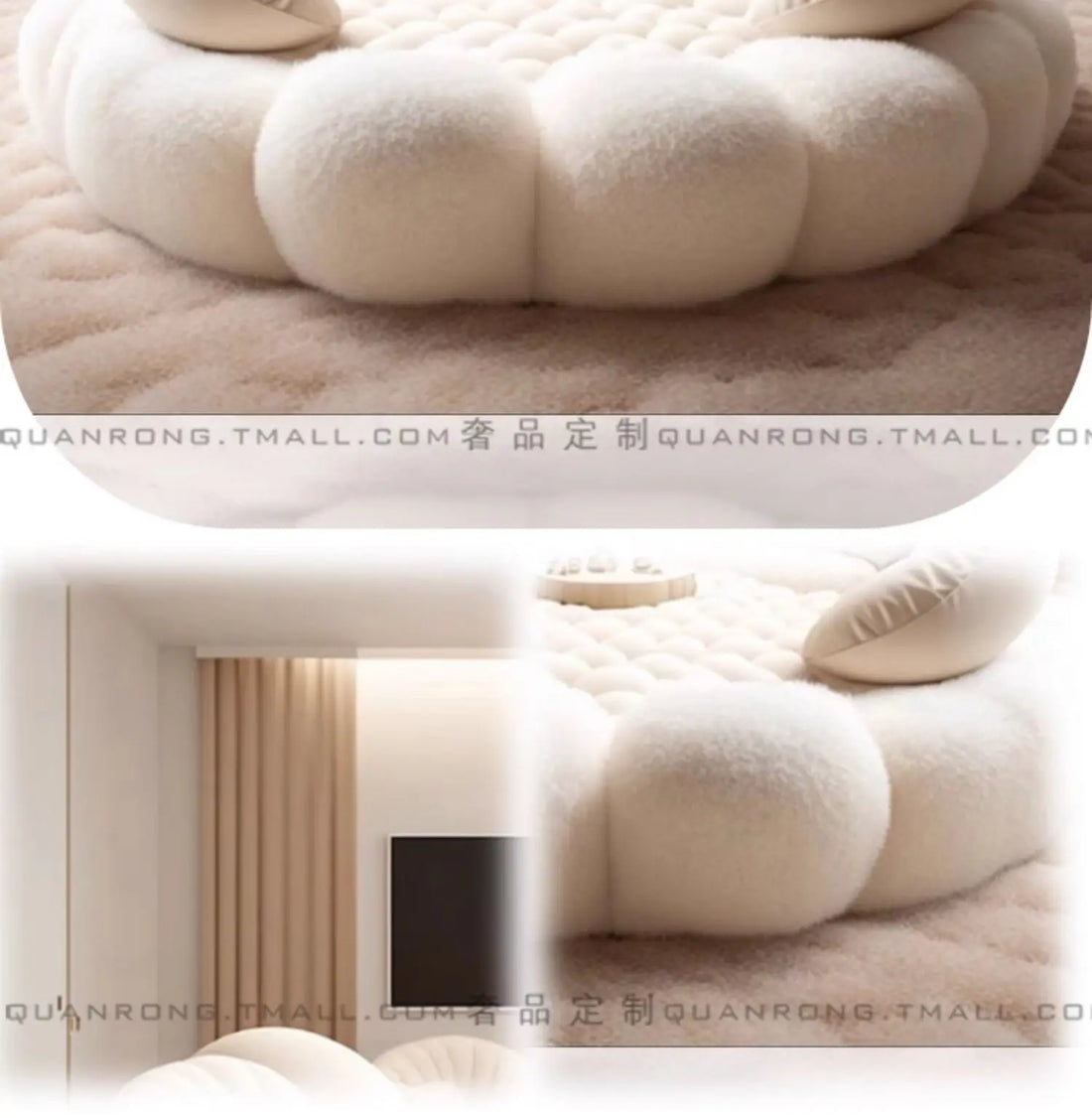 Round Aesthetics Soft Bed Frame European Full Master Bedroom
