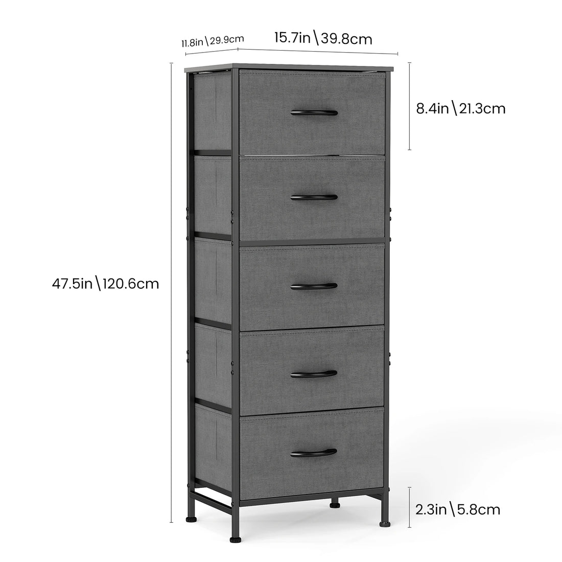 JHK 48IN Dresser For Bedroom With 5 Fabric Drawers