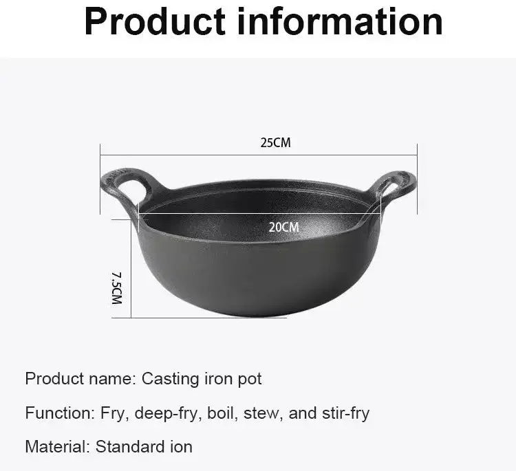 Cast Iron Pot Uncoated And Non Stick wok Casserole kitchen cooking pot